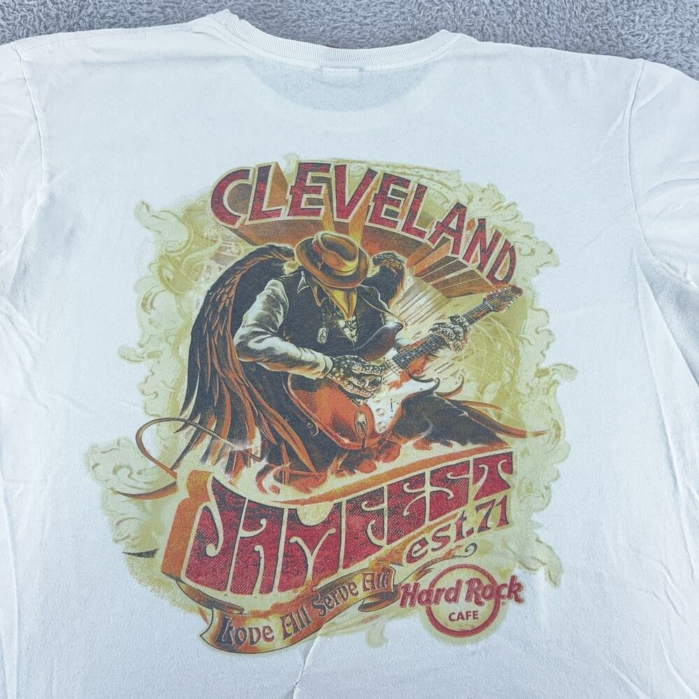 Hard Rock Cafe Cleveland Shirt Mens XL White Jamfest Guitar Graphic Music Tee